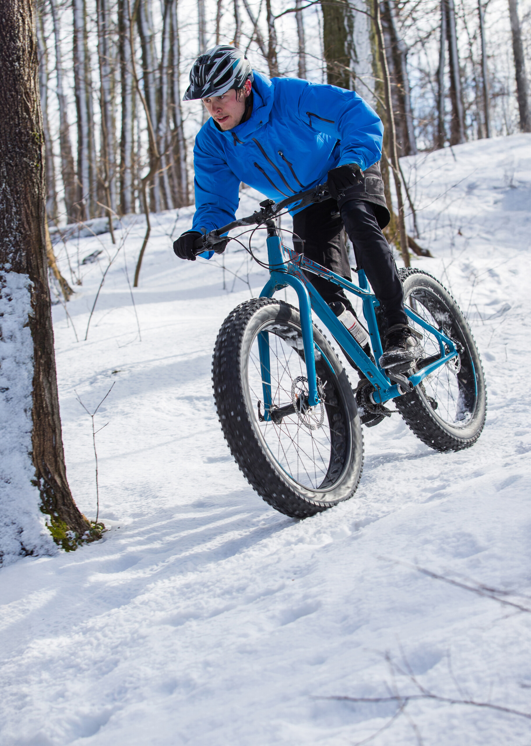 Fat Biker Riding In The Snow