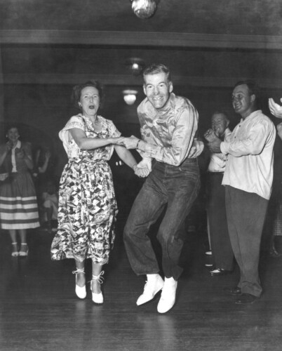 Margaret And Jim Smith Cutting A Rug