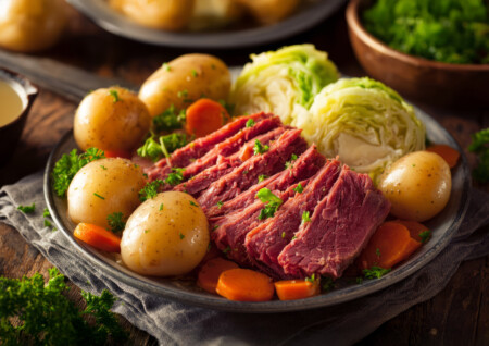 Corned Beef Cabbage Potato Carrot Parsley Boiled
